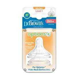 Dr Brown's 2'li Paket 1. Seviye Geniş Ağız Silikon Biberon Emziği