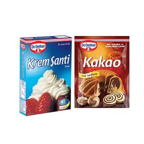 Dr. Oetker 2x75 gr Krem Şanti Toz Karışım ve 25 gr Kakao Tozu