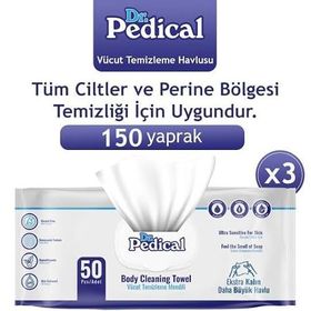 Dr.Pedical 150 Yaprak Beyaz Sabun Vücut Temizleme Havlusu