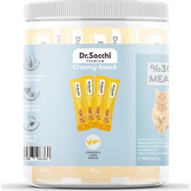 Dr.Sacchi 14 gr 30'lu Kavanoz Creamy Snack Chicken Liver Sıvı Kedi Ödülü