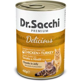 Dr.Sacchi 24x400 gr Tavuklu Hindili Kedi Konserve