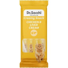 Dr.Sacchi 4'lü Paket Creamy Snack Chicken Liver Sıvı Kedi Ödülü