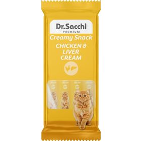 Dr.Sacchi 4'lü Paket Creamy Snack Chicken Liver Sıvı Kedi Ödülü