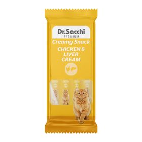 Dr.Sacchi 4'lü Paket Creamy Snack Chicken Liver Sıvı Kedi Ödülü