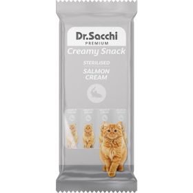 Dr.Sacchi 4'lü Paket Creamy Snack Sterilised Salmon Sıvı Kedi Ödülü