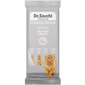 Dr.Sacchi 4'lü Paket Creamy Snack Sterilised Salmon Sıvı Kedi Ödülü