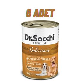Dr. Sacchi 6x400 gr Tavuklu Hindili Köpek Konservesi
