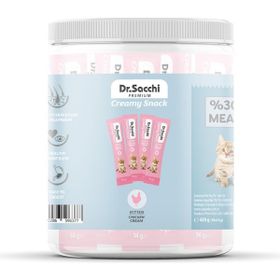 Dr.Sacchi Creamy Snack Kitten Chicken 14 gr 30'lu Kavanoz Sıvı Kedi Ödülü