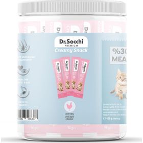 Dr.Sacchi Creamy Snack Kitten Chicken 14 gr 30'lu Kavanoz Sıvı Kedi Ödülü