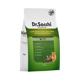 Dr.Sacchi Premium 1 KG Düşük Tahıllı Kuzu Etli Yetişkin Kedi Maması