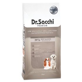 Dr.Sacchi Premium 12 kg Sığır Etli ve Kuzu Etli Düşük Tahıllı Mini Irk Yetişkin Kuru Köpek Maması