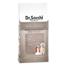 Dr.Sacchi Premium Düşük Tahıllı Sığır Etli ve Kuzu Etli Küçük Irk 12 kg Köpek Maması