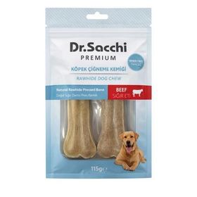 Dr.Sacchi Premium Sığır Etli Doğal Sığır Derisi Press Kemik Tahılsız 5 inç 55-60 gr 2'li Köpek Ödülü