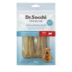Dr.Sacchi Premium Sığır Etli Doğal Sığır Derisi Press Kemik Tahılsız 5 inç 55-60 gr 2'li Köpek Ödülü
