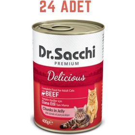 Dr. Sacchi Premium Sığır Etli Konserve Özel Yetişkin 24x400 gr Kedi Maması