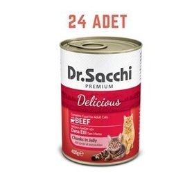 Dr. Sacchi Premium Sığır Etli Konserve Özel Yetişkin 24x400 gr Kedi Maması