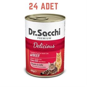 Dr. Sacchi Premium Sığır Etli Konserve Özel Yetişkin 24x400 gr Kedi Maması