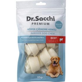 Dr.Sacchi Premium Sığır Etli Sığır Derisi Genişletilmiş Düğüm Kemik Tahılsız 2-4 inç 30-35 gr 3'lü Köpek Ödülü