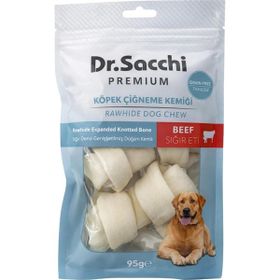 Dr.Sacchi Premium Sığır Etli Sığır Derisi Genişletilmiş Düğüm Kemik Tahılsız 2-4 inç 30-35 gr 3'lü Köpek Ödülü