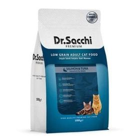 Dr.Sacchi Premium Somonlu ve Ton Balıklı Düşük Tahıllı 1 kg Yetişkin Kuru Kedi Maması