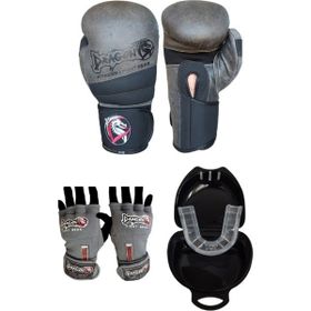 Dragon 30211-L Gri Antique Deri Kick Boks Eldiveni