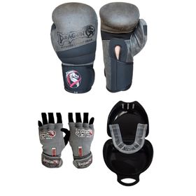 Dragon 30211-L Gri Antique Deri Kick Boks Eldiveni