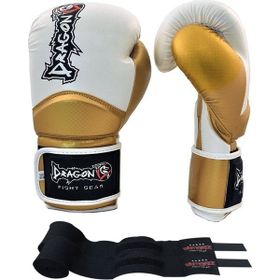 Dragon Carbon Beyaz Sarı Muay Thai Boks ve Kick-Boks Eldiveni