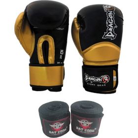Dragon Carbon Siyah Sarı Muay Thai Boks ve Kick-Boks Eldiveni