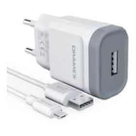 Dramex D21M 2.0A - Beyaz Şarj Aleti Micro Usb Kablolu Set