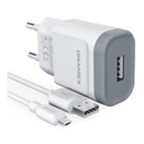 Dramex D21M 2.0A - Beyaz Şarj Aleti Micro Usb Kablolu Set