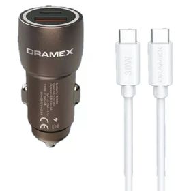 Dramex DC30t 3.1A 30W PD Q.C. 3.0 1 mt Type-C Kablolu 1XType-C+1Xusb-A Port Çıkışlı Hızlı Kahverengi Araç Şarj Cihazı