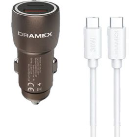 Dramex DC30t 3.1A 30W PD Q.C. 3.0 1 mt Type-C Kablolu 1XType-C+1Xusb-A Port Çıkışlı Hızlı Kahverengi Araç Şarj Cihazı