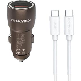 Dramex DC30t 3.1A 30W PD Q.C. 3.0 1 mt Type-C Kablolu 1XType-C+1Xusb-A Port Çıkışlı Hızlı Kahverengi Araç Şarj Cihazı