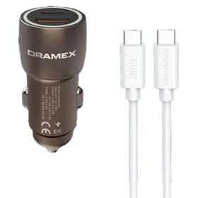 Dramex DC30t 3.1A 30W PD Q.C. 3.0 1 mt Type-C Kablolu 1XType-C+1Xusb-A Port Çıkışlı Hızlı Kahverengi Araç Şarj Cihazı