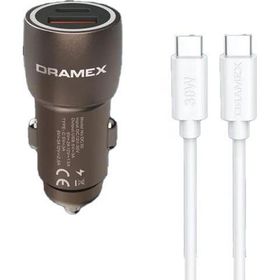 Dramex DC30t 3.1A 30W PD Q.C. 3.0 1 mt Type-C Kablolu 1XType-C+1Xusb-A Port Çıkışlı Hızlı Kahverengi Araç Şarj Cihazı