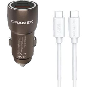 Dramex DC30t 3.1A 30W PD Q.C. 3.0 1 mt Type-C Kablolu 1XType-C+1Xusb-A Port Çıkışlı Hızlı Kahverengi Araç Şarj Cihazı