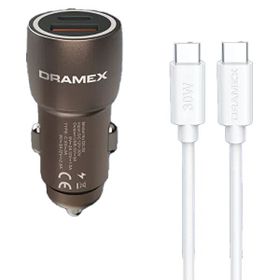 Dramex DC30t 3.1A 30W PD Q.C. 3.0 1 mt Type-C Kablolu 1XType-C+1Xusb-A Port Çıkışlı Hızlı Kahverengi Araç Şarj Cihazı