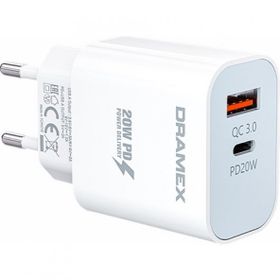 Dramex DPQ20B Quantum Usb + Type-C QC3.0 PD 20W Beyaz Hızlı Şarj Adaptörü