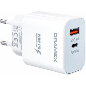 Dramex DPQ20B Quantum Usb + Type-C QC3.0 PD 20W Beyaz Hızlı Şarj Adaptörü
