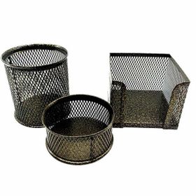 Drt 413 3 lü Simli Altın Masaüstü Kalemlik Set