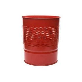 Drt Metalik Kırmızı Konik Delikli Metal Çöp Kovası