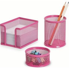Drt Pembe 3'lü Masaüstü Kalemlik Set