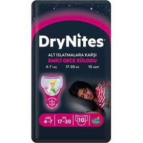 Drynites Kız 4-7 Yaş 17-30 kg 10 Adet Emici Gece Külodu