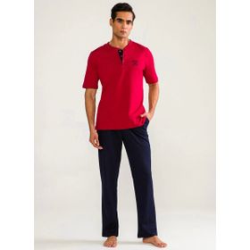 D's Damat 02000 3'lü Kırmızı Kısa Kol Erkek Pijama Takımı