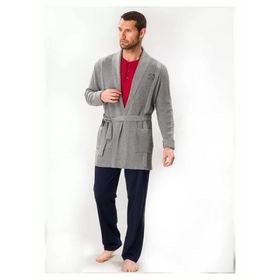 D's Damat 03004 5'li Gri Triko Robdöşambr Damat Pijama Seti