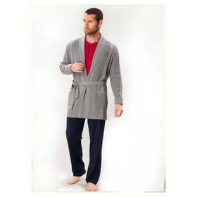 D's Damat 03004 5'li Gri Triko Robdöşambr Damat Pijama Seti