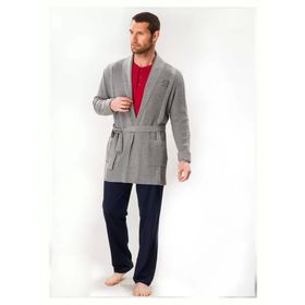 D's Damat 03004 5'li Gri Triko Robdöşambr Damat Pijama Seti