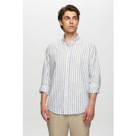 D's Damat 0HC02ORT06265 Slim Fit Mavi Keten Görünümlü Gömlek