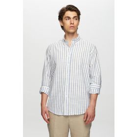 D's Damat 0HC02ORT06265 Slim Fit Mavi Keten Görünümlü Gömlek