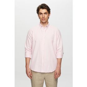 D's Damat 0HC02ORT11265 Slim Fit Pembe Çizgili Gömlek